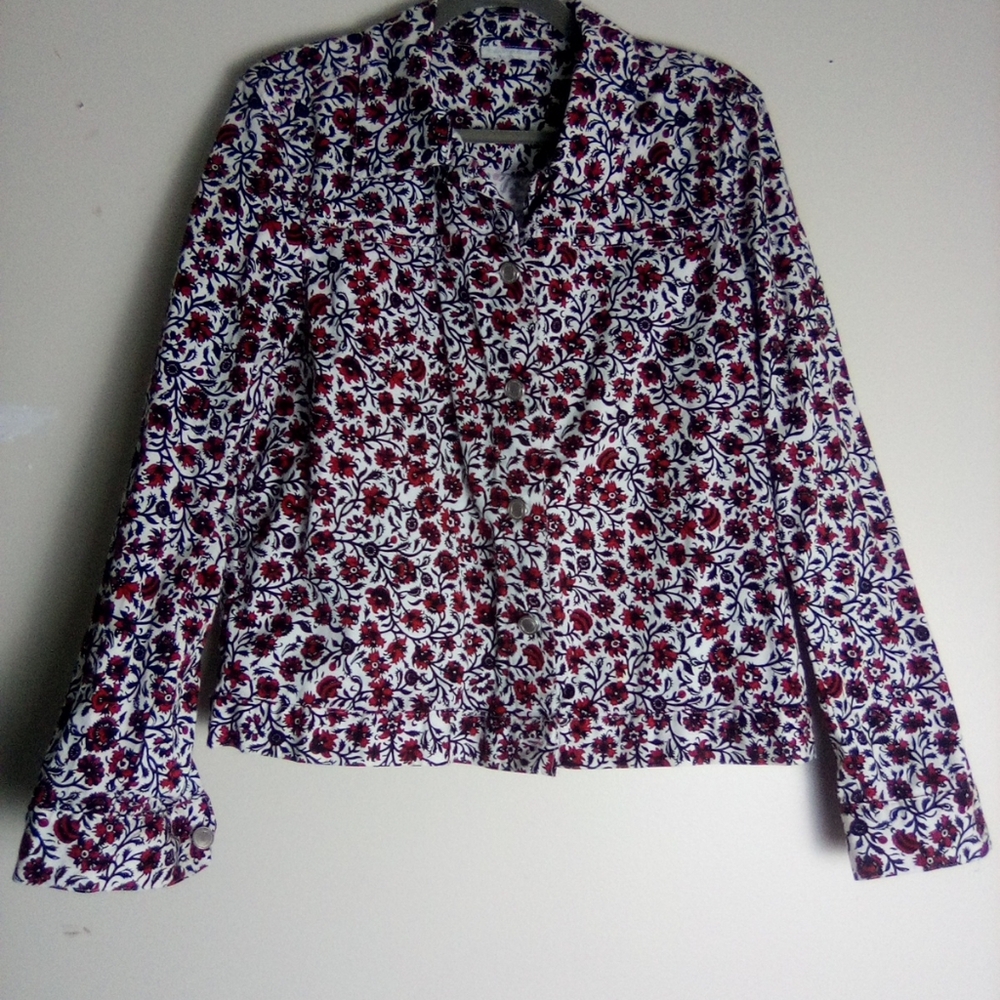 CHARTER CLUB Floral Button-Up Women's Top SIZE MEDIUM - Picture 5 of 7